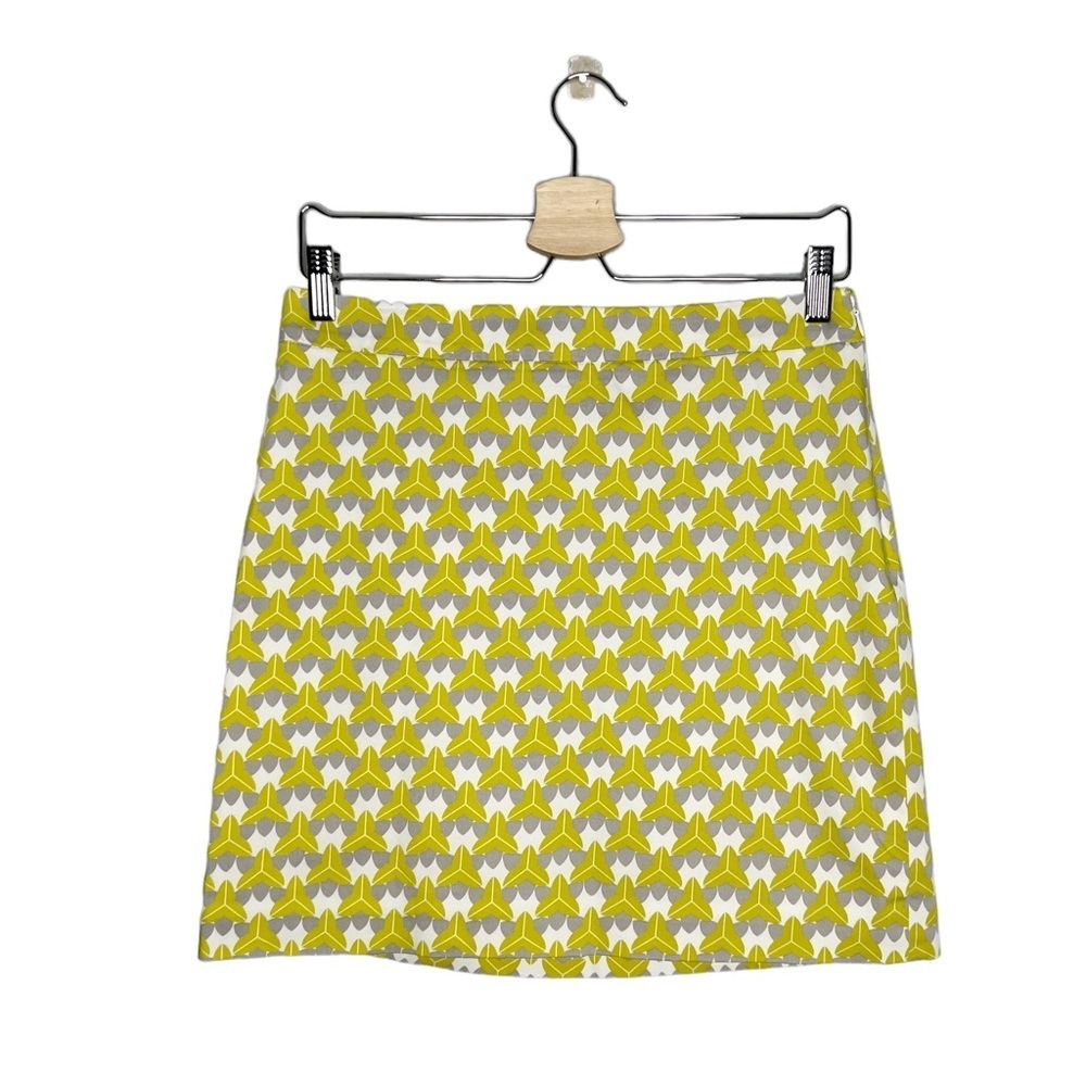 Banana Republic Milly Collection Chartreuse Geometric Print Mini Skirt - Picture 2 of 13